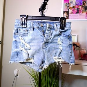 Distressed High Rise Demin Shorts